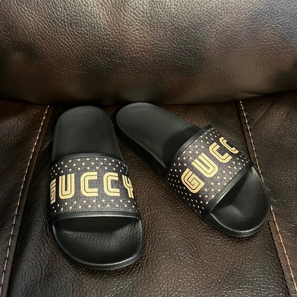 FINAL DROP / SALE!! Gucci Guccy limited edition leather logo sandals slides NWB - Picture 3 of 10